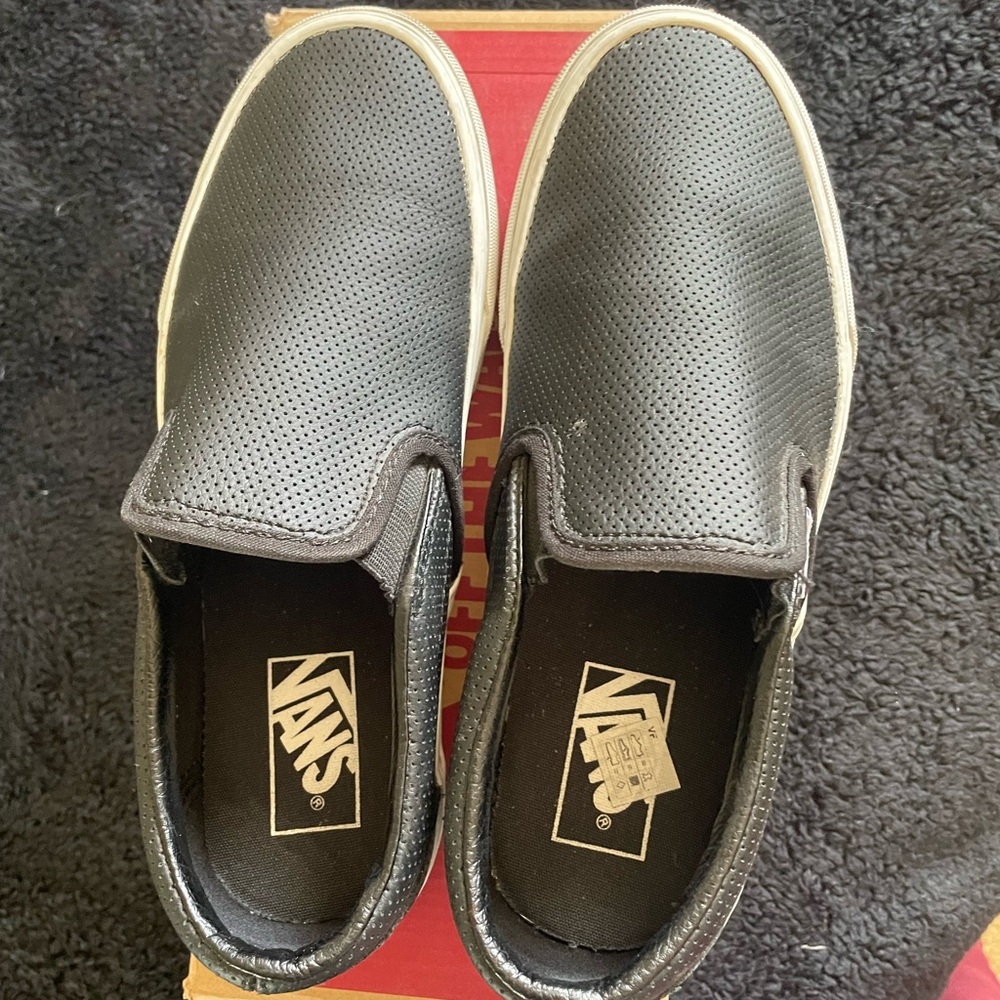 Vans Men's Perforated Slip-On Sneakers in Black with White Trim